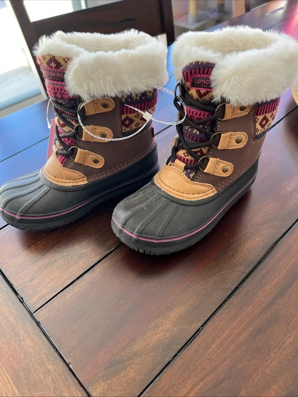 London Fog Kids Winter Boots in Black, Tan and Burgundy little girls 12
